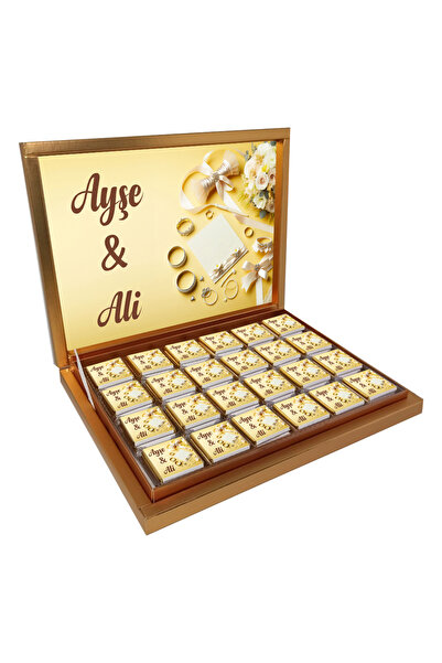 Diva Çikolata Söz Nişan Nikah Çikolatası (72 Adet Madlen Çikolata) Altın Kutu