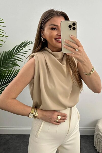 Didem Butik Ženska bluza sa spuštenim ramenima i podstavljenim ramenima