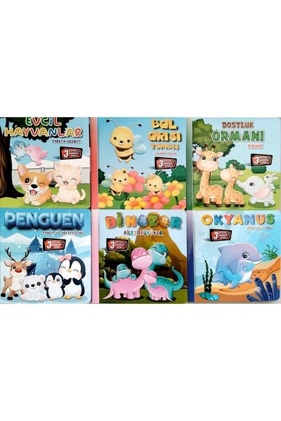 Kids Babies 3 Boyutlu Hareketli Kitaplar 6 Lı Set Pop-up Kitaplar