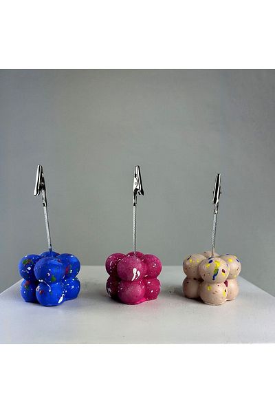 oasis decoration Fuchsia Cream Dark Blue Bubble Splash 3-Piece Note Holder Set