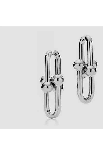 Lujo Aksesuar Silver Color Intertwined Brand Steel Earrings