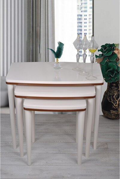 deniss home Napali Serisi 3 Lü Ahşap Zigon Sehpa