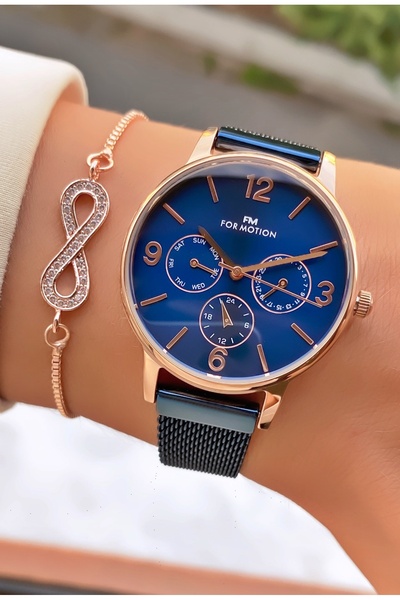 Ferrucci Marka Lacivert Renk Çelik Kordon 2 Yıl Garantili Kadın Kol Saati - Bileklik