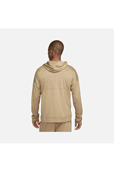 Nike Ανδρικό φούτερ Yoga Dri-Fit Statement - Φούτερ με φερμουάρ, καφέ αθλητικό φούτερ με φερμουάρ