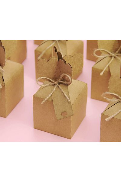 Tasarım Şeker 25 Pieces Bonbon Shaped Kraft Cardboard Box - Henna Cookie Candy and Gift Box