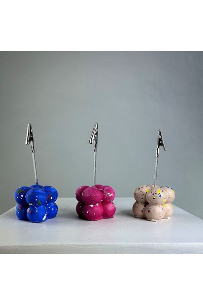 oasis decoration Fuchsia Cream Dark Blue Bubble Splash 3-Piece Note Holder Set