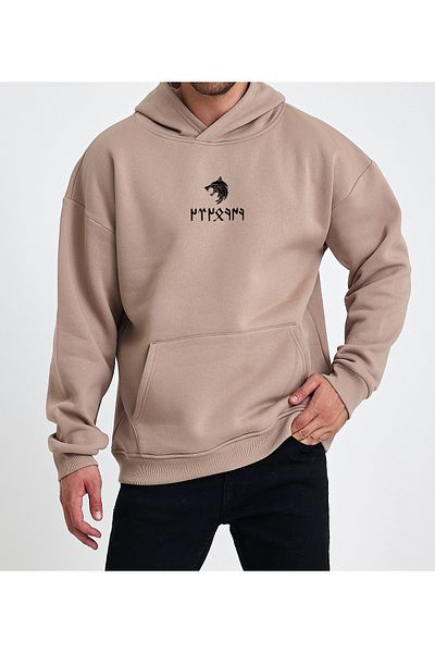 Uniquetex Ειδική σχεδίαση - VEK CULTURED Gokturk Letter Oversize Φούτερ με κουκούλα