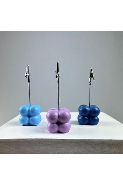 oasis decoration Bubble Note Holder Set of 3 (Light Blue - Lilac - Gray Blue)