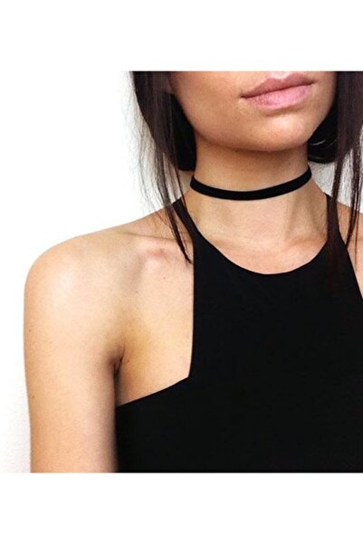 Nishstyle 1 Cm Siyah Kadife Choker