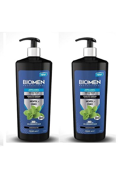 Biomen Professional Dandruff Refreshing Shampoo - Menthol & Zinc, 1000ml x 2 Pieces