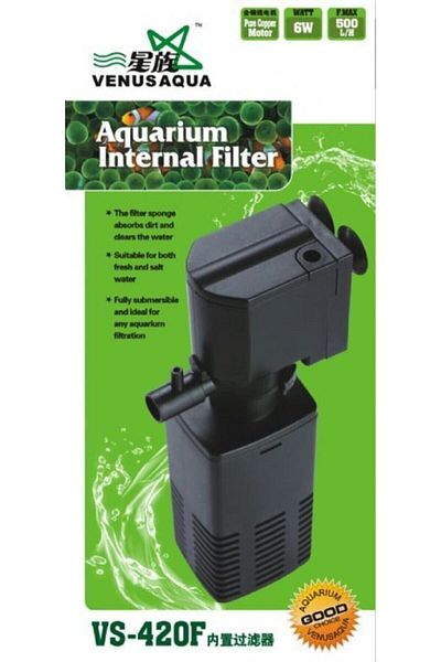 Venusaqua 420f Aquarium Internal Filter Motor 6 Watt 500 Lt / Hour