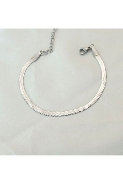 Milenyum Silver Straw Italian Chain Steel Bracelet