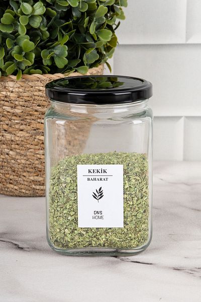 DNS HOME 6-Piece Black Metal Spice Jar Set with Lid - 720 ml Spice Jar with Label
