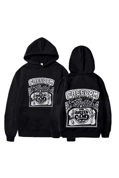 LA GULER FREEDOM Printed New Season Unisex Oversize Hoodies - Φούτερ με 3 νήματα από βαμβάκι Sardon
