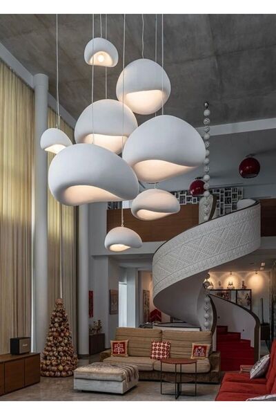 abacıshop 8 Li Modern Tasarım Beton Avize Kaya Beton Sarkıt Avize