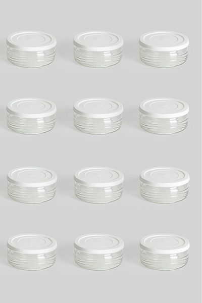 ZURİ DESİGN 12-Piece Premium 410 Cc Glass Storage Set - White Plastic Lid, Breakfast and Airtight