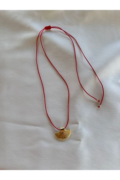 Myra Red Rope Macrame Women's Necklace - Adjustable Figured Fan