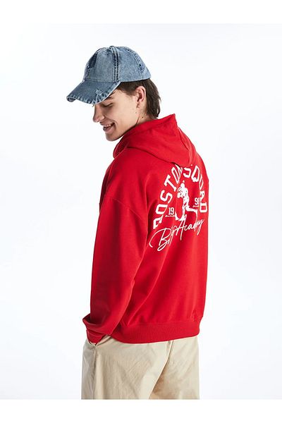 LC Waikiki Xside Red Long Sleeve Printed Men's Hoodie