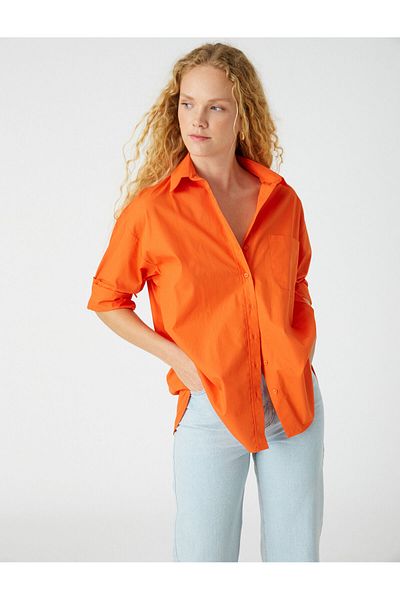 Koton Cămașă de îmbrăcăminte pentru femei 3WAK60012PW Orange Orange