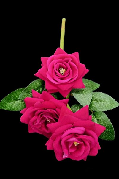 MD Aspiz Flowers 1 Изкуствен луксозен единичен 3-глав розов кадифен букет от цветя на бръшлян