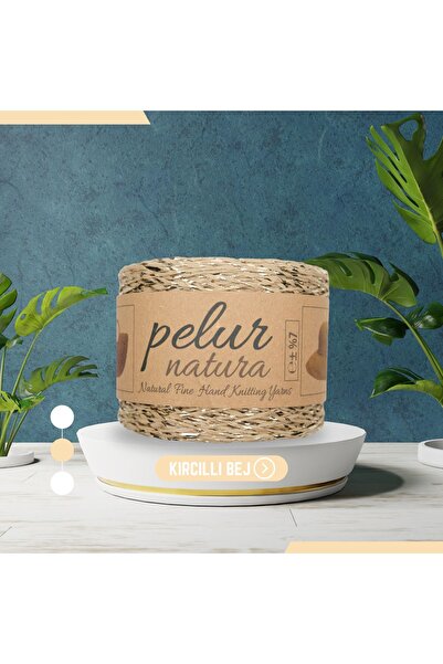 Prestij Boncuk Kırçıllı Naturel Metalik Büküm Çanta Supla Hobi Dekorasyon Örg...