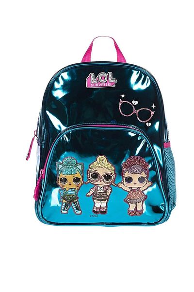 LOL Fashion Kindergarten - حقيبة غير قابلة للدوران، حقيبة ظهر زرقاء مرآة L.o.l.