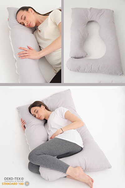 BabyModa 5 Farklı Bölge Destekli Hamile Yastığı Fermuarlı Emzirme Minderi