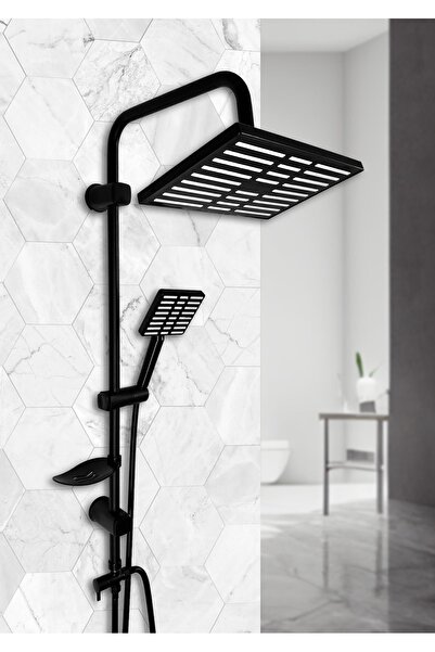 Local Banyo Kaliteli Ve Modern Tasarımlı Siyah Robot Yağmur Duş Seti Lına