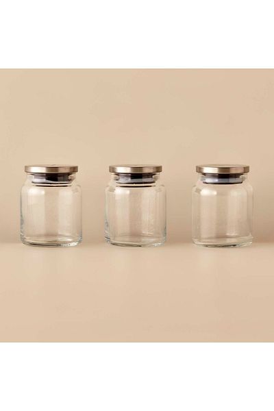 Bella Maison Jely Set of 3 Jars with Metal Lid Natural (290 Cc)