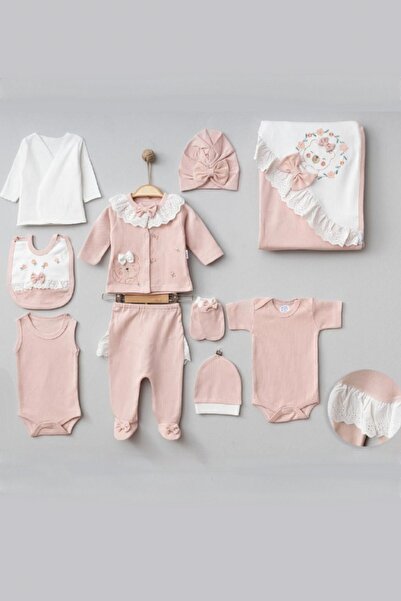 Cherub Baby Süslü Ayıcık Natural %100 Pamuk Yenidoğan Kız Bebek 10 Parça Hast...