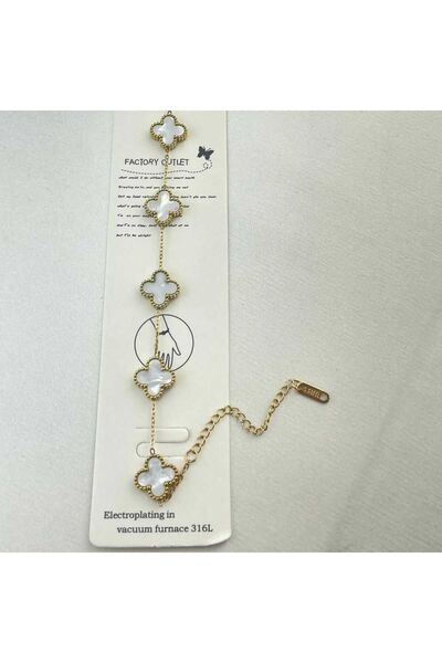 stainles steel Çelik 5 Yoncalı Bileklik