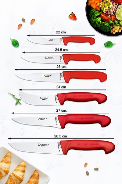 LAZBİSA Silver Series 14 Piece Kitchen Knife and Wooden Board Set - Spoon Rolling Pin