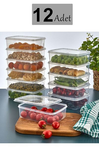 Liv Liv Home 12 Pieces 1.35 Lt Frozen Storage Container - Lunch Food Meat and Vegetable, Portion Icebox and Mincer Box