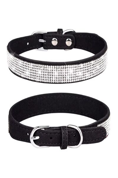 Genel Markalar Full Parlak Taşlı- Kedi Köpek Tasması Beden:medıum