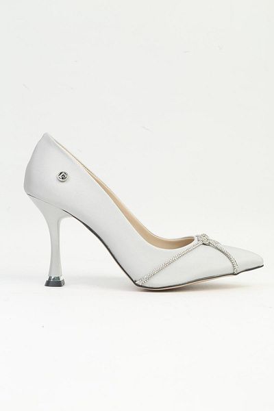Pierre Cardin PC-54036 Γυναικεία γκρι σατέν παπούτσια με τακούνι