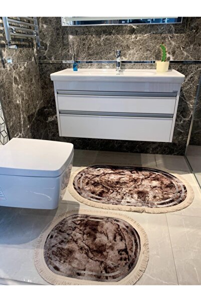 Brillant Lateks Taban Su Geçirmez Banyo Paspas Takımı Ebat (60X100 - 60X50)