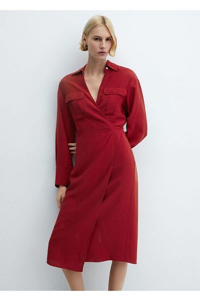 MANGO Woman Becsomagolt midi ruha
