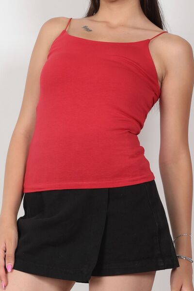 GİYSA Red Flexible Cotton Blend - Compak Elastic Rope Strap Women's Undershirt - 848