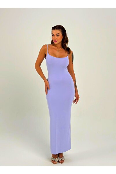 Maison La Femme فستان أرجواني موسمي أنيق بحمالات - خريفي