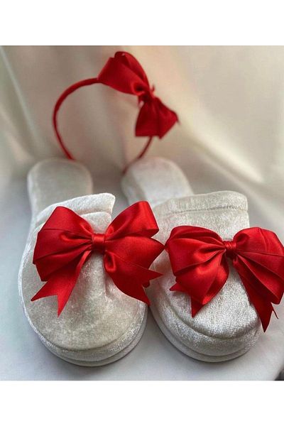 LİYACA Red Maternity Slippers Crown Set