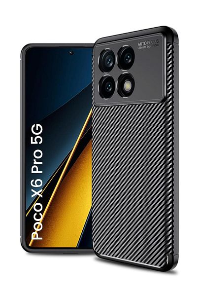 Fibaks حافظة Poco X6 Pro 5g مع غطاء حماية من ألياف الكربون البارز مع نمط لا يترك لونًا