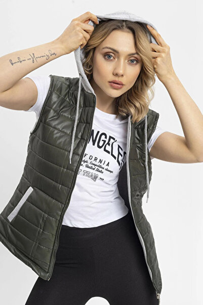 citycenterfashion Капюшонний трикотажний надувний жилет - Жіночий cty-şim-245012