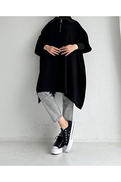 She Olive Παντελόνι με φερμουάρ με λαιμόκοψη τύπου Kamyoncu από πλεκτό ύφασμα Hijab