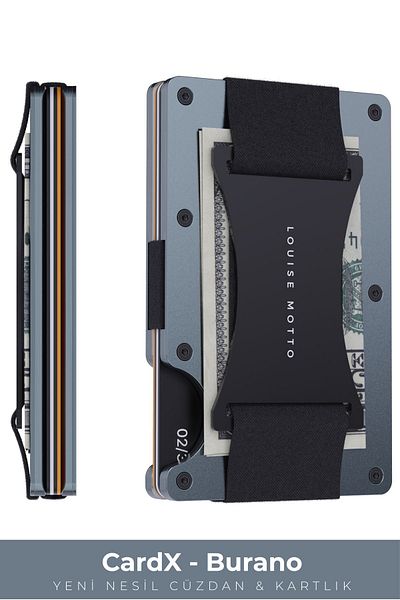 Louise Motto Cardx Burano Strap Νέας γενιάς Μινιμαλιστικό Γκρι Πορτοφόλι και Θήκη Κάρτας - Υλικό Premium, Προστασία RFID