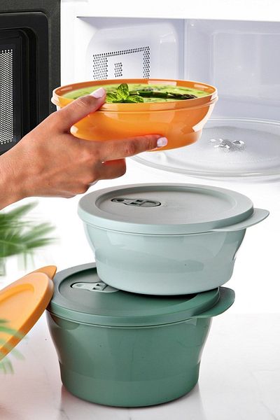 NESS HOME Set of 3 Ultra Durable Luxury Aura Microwave Storage Containers (2 l + 1.5 l + 1 l)