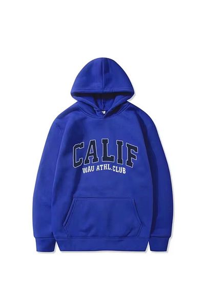 BYMEER Φούτερ με κουκούλα Calıf Printed Saks Blue Oversize