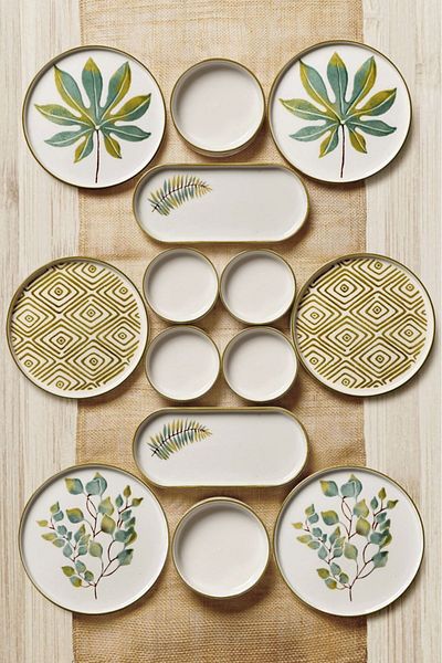 NESS HOME 14 Pieces Fall Spring Breakfast Set for 6 People - Luxury Breakfast Presentation Plate