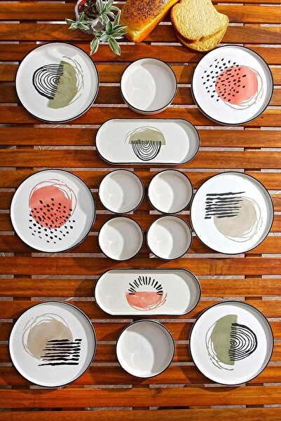 Kitchen Life Set de mic dejun postmodern, 14 piese, 6 persoane - Set de preze...