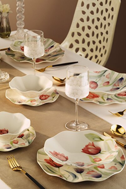 Kitchen Life Nesrin 12 Parça 4 Kişilik Porselen Yemek Takımı - Çorba ,Yemek ,...