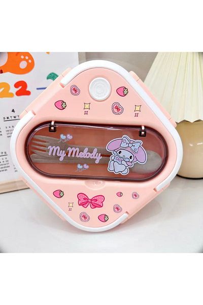 synshop My Melody Melody Sanrio Sakura Nutrition Storage Picnic Food Container Fork Spoon